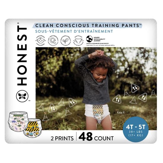 Picture of The Honest Company Clean Conscious Training Pants for Sensitive Skin | Hypoallergenic, Fragrance Free | Rompin' & Stompin' + Diggin' It | Size 4T/5T (38+ lbs), 48 Count
