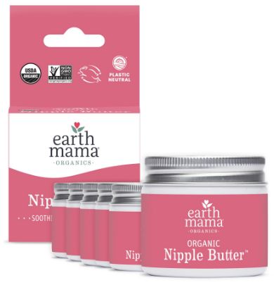 Picture of Earth Mama Organic Nipple Butter™ | Nipple Cream Safe for Breastfeeding | Postpartum Essentials for Nursing | Non Lanolin Nipple Cream, 2 fl oz (6-Pk)