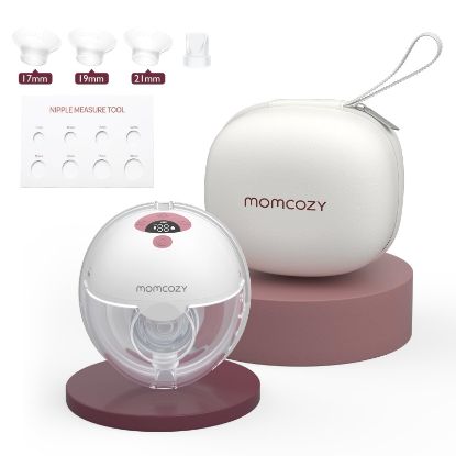 Picture of Momcozy M5 Hands-Free Wearable Breast Pump, Double-Sealed Flange for Baby-Like Comfort, 3 Modes & 9 Suction Levels, Portable Electric Pump - 24mm, 1 Pack Cozy Red