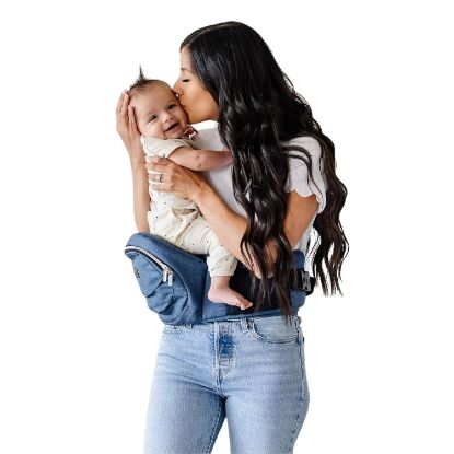 Picture of Tushbaby The Original Safety-Certified Hip Carrier for Babies & Toddlers: Machine Washable Child Waist Seat with Pocket Storage, As Seen on Shark Tank (23”-44” Waist, 0-3 yrs up to 45lbs) - Chambray