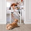 Picture of Babelio Metal Baby Gate, 29-43" Auto Close Easy Install Pet Gate, Extra Wide Walk Thru Child Safety Gate, 30" Tall Pressure Mounted Dog Gate for Doorways & Stairs, White