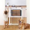 Picture of Babelio Metal Baby Gate, 29-43" Auto Close Easy Install Pet Gate, Extra Wide Walk Thru Child Safety Gate, 30" Tall Pressure Mounted Dog Gate for Doorways & Stairs, White
