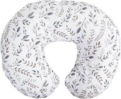 Picture of Nursing Pillow and Positioner-Original | Gray Taupe Watercolor Leaves | Breastfeeding, Bottle Feeding, Baby Support | with Removable Cotton Blend Cover | Awake-Time Support