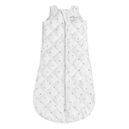 Picture of DREAMLAND BABY Weighted Sleep Sack, Ages 0-6 Months. 100% Cotton, Evenly Distributed Weight from Shoulders to Toes (White w/Grey Stars)