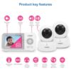 Picture of VTech VM923-2 Baby Monitor, 2.8”Screen, 1000ft Range, Pan-Tilt-Zoom, Night Vision, 2-Way Audio, Temperature Sensor, Lullabies, Secured Transmission No WiFi