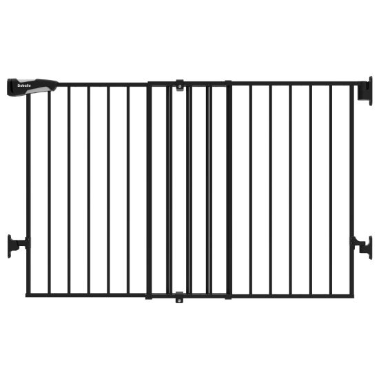 Picture of Babelio 31.5-55" No Bottom Bar Baby Gate Extra Wide, 2-in-1 Auto Close Dog Gate for The House, Stairs and Doorways, with Large Walk Thru Door, Black