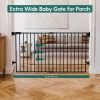 Picture of Babelio 31.5-55" No Bottom Bar Baby Gate Extra Wide, 2-in-1 Auto Close Dog Gate for The House, Stairs and Doorways, with Large Walk Thru Door, Black
