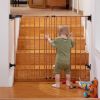 Picture of Babelio 34" Extra Tall Baby/Dog Gate with No Threshold Design Walk Thru Door, 26-43" Auto Close Safety Gate for Babies, Elders and Pets, Fits Doorways, Stairs, and Entryways, Brown Wood Pattern