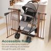 Picture of Cumbor 29.7-46" Baby Gate for Stairs, Mom's Choice Awards Winner-Auto Close Dog Gate for the House, Easy Install Pressure Mounted Pet Gates for Doorways, Easy Walk Thru Wide Safety Gate for Dog, Brown