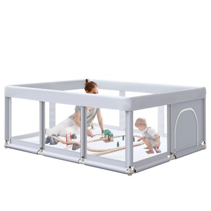 Picture of Hiaksedt Large Baby Playpen 74x50 Inch PlayPen for Babies and Toddlers, Play Yards for Indoor & Outdoor with Zipper Gates, Breathable Mesh