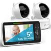 Picture of iFamily Baby Monitor with 2 Cameras | Remote Pan-Tilt-Zoom Video Baby Monitor with Camera and Audio, 5” Large Display, Night Vision, Temperature Display, Lullaby, 2 Way Audio & 960ft Range