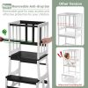 Picture of COSYLAND Kids Kitchen Step Stool, Toddler Standing Tower with CPC & FSC Certification, Removable Anti-Drop Railing Safety Rail Enjoys Unique Patented Design A Anti-tip Stable Structure Black & White
