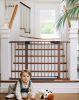 Picture of Cumbor 29.7-48" Baby Gate for Stairs, Mom's Choice Awards Winner-Dog Gate for Doorways, Auto Close Safety Pet Gate for Dogs Indoor, Easy Install Pressure Mounted Child Gate with Walk Thru Door, Brown