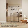 Picture of Cumbor 29.7-48" Baby Gate for Stairs, Mom's Choice Awards Winner-Dog Gate for Doorways, Auto Close Safety Pet Gate for Dogs Indoor, Easy Install Pressure Mounted Child Gate with Walk Thru Door, Brown