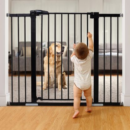 Picture of BABELIO 36" Tall Baby Gate, 29-48" Auto-Close & Pressure Mounted, Black Steel Dog Gate for Stairs & Doorways