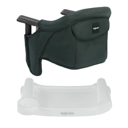 Picture of Inglesina Fast Table Chair - Dark Green + Fast Dining Tray - Portable Baby High Chair - for Babies & Toddlers up to 37 lbs -Fits Tables 0.8'' to 3.5'' Thick -Compact & Easy to Use -Travel Bag Included