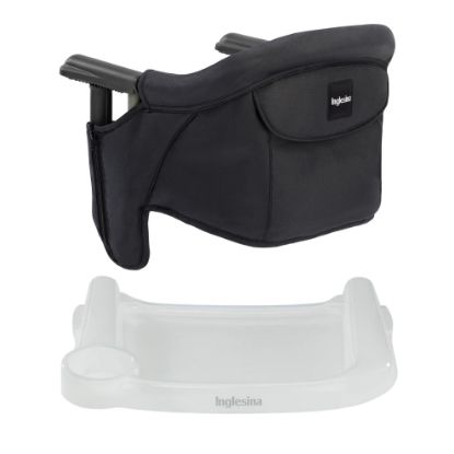 Picture of Inglesina Fast Table Chair - Black + Fast Dining Tray - Portable High Chair for Baby & Toddlers, Infant 6-36 Months - Fits Tables 0.8'' to 3.5'' - Collapsible and Compact Design - Carry Bag Included