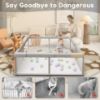 Picture of Baby Playpen Play Pens for Babies and Toddlers Baby Fence Baby Play Yards for Indoor & Outdoor with Breathable Mesh Anti-Fall Playpen Grey