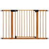 Picture of BABELIO 29-48" Metal Baby Gate with Brown Wood Pattern, Auto Close Dog Gate for The House, Stairs and Doorways, Pressure Mounted Pet Gate with Door, Safety Gate for Child and Pets