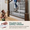 Picture of Cumbor 29.7-57" Extra Wide Baby Gate for Stairs, Mom's Choice Awards Winner-Dog Gate for Doorways, Pressure Mounted Walk Through Safety Child Gate for Kids Toddler, Tall Pet Puppy Fence Gate, Silver