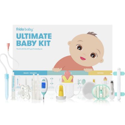 Picture of Frida Baby Ultimate Baby Kit | Baby Essentials Gift Set Includes Wellness, Sick Day, Gas Relief Essentials, Grooming Tools & Teething Toys