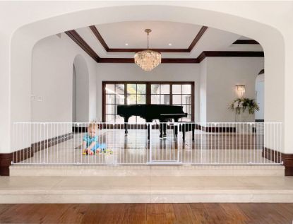 Picture of BalanceFrom Easy Walk-Thru Safety Gate for Doorways and Stairways with Auto-Close/Hold-Open Features, 30-Inch Tall, 196-Inch Wide, White