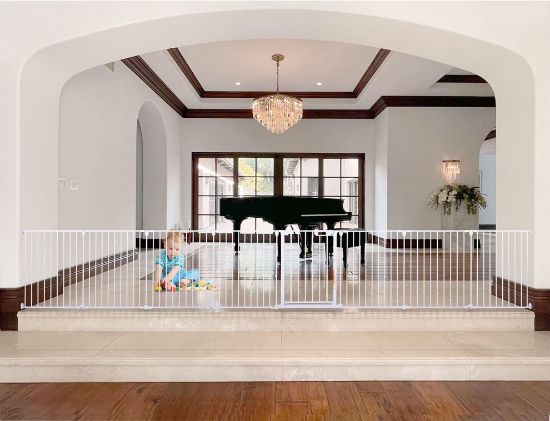 Picture of BalanceFrom Easy Walk-Thru Safety Gate for Doorways and Stairways with Auto-Close/Hold-Open Features, 30-Inch Tall, 196-Inch Wide, White
