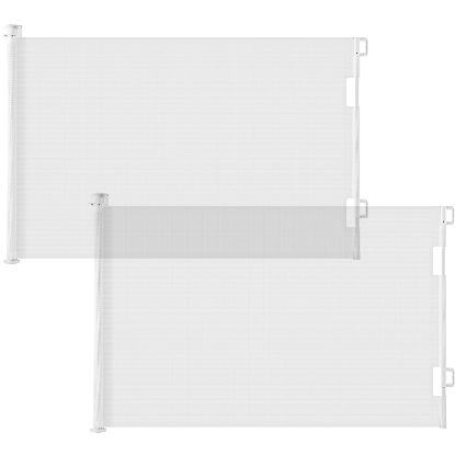 Picture of Cumbor 2 Pack Dog Gate Retractable Gates for Stairs, Mesh Pet Gate for The House, Wide Stair Gate 33" Tall, Extends to 55" Wide, Long Puppy Safety Gates for Doorways, Hallways, Indoor/Outdoor(White)
