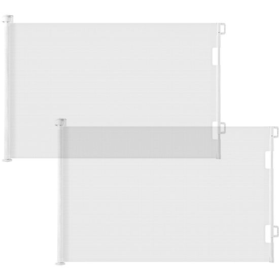 Picture of Cumbor 2 Pack Dog Gate Retractable Gates for Stairs, Mesh Pet Gate for The House, Wide Stair Gate 33" Tall, Extends to 55" Wide, Long Puppy Safety Gates for Doorways, Hallways, Indoor/Outdoor(White)