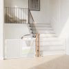 Picture of Cumbor 2 Pack Dog Gate Retractable Gates for Stairs, Mesh Pet Gate for The House, Wide Stair Gate 33" Tall, Extends to 55" Wide, Long Puppy Safety Gates for Doorways, Hallways, Indoor/Outdoor(White)