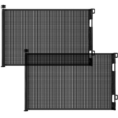 Picture of Cumbor 2 Pack Baby Gate Retractable Gates for Stairs, Mesh Dog Gate for The House, Wide Pet Gate 33" Tall, Extends to 55" Wide, Long Child Safety Gates for Doorways, Hallways, Indoor/Outdoor(Black)