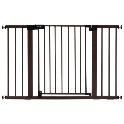 Picture of BABELIO Baby Gate with Black Wood Pattern, 29-48 Inch Auto Close Dog Gate for The House, Stairs and Doorways, Pressure Mounted Pet Gate with Door and Y Spindle Rods