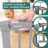 Picture of BABELIO 36-Inch Tall Baby Gate, 26-40" Wide Auto-Close Pet Gate, Easy Install and No-Drilling, Pressure Mounted with Wall Protectors and Extension Kits, Gray