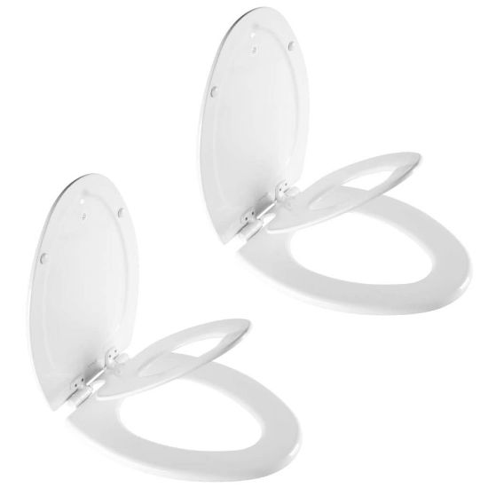 Picture of Mayfair NextStep2 Toilet Seat with Toddler Potty Training Seat Built-In, Slow Close, Easy Clean, Magnetic Removable Kids Seat, ELONGATED, White, 2-Pack