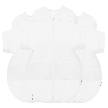 Picture of Happiest Baby SNOO Sleep Sack - 100% Organic Cotton Baby Swaddle Blanket - Doctor Designed Promotes Healthy Hip Development - 3-Pack Bundle (White, S, M, L)