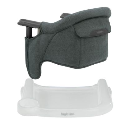 Picture of Inglesina Fast Table Chair - Charcoal Gray Melange + Fast Dining Tray - Portable Baby High Chair - for Babies & Toddlers up to 37 lbs - Fits Tables 0.8'' to 3.5'' Thick - Compact - Travel Bag Included