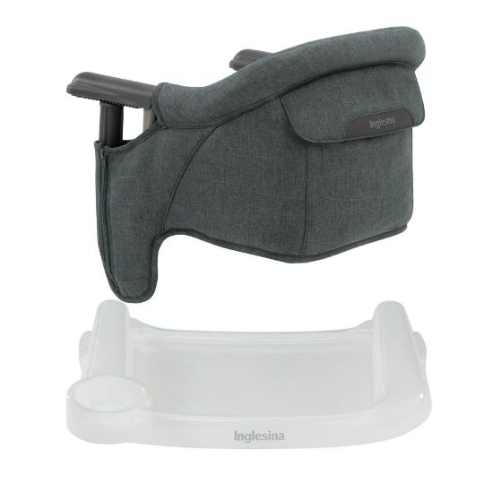 Picture of Inglesina Fast Table Chair - Charcoal Gray Melange + Fast Dining Tray - Portable Baby High Chair - for Babies & Toddlers up to 37 lbs - Fits Tables 0.8'' to 3.5'' Thick - Compact - Travel Bag Included