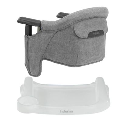 Picture of Inglesina Fast Table Chair - Stone Gray Melange + Fast Dining Tray - Portable High Chair for Baby Toddlers Infant, 6-36 Months - Fits Tables 0.8'' to 3.5'' - Collapsible Design - Carry Bag Included