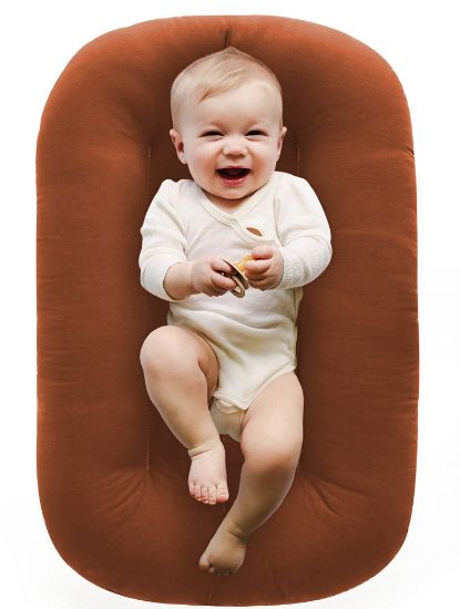 Picture of Snuggle Me Organic Bare | Baby Lounger & Infant Floor Seat | Newborn Essentials | Organic Cotton, Fiberfill | Gingerbread