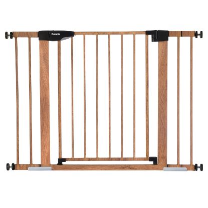 Picture of Mom's Choice Award Winner-BABELIO 26-40 Inch Metal Baby Gate with Wood Pattern, Easy Install Pressure Mounted Dog Gate, Ideal for Stairs and Doorways, with Wall Protectors and Extension Kits