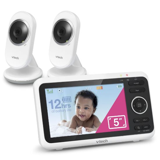 Picture of VTech [Upgraded] VM350-2 Baby Monitor, 5" Screen,2 Cameras,1000ft Range, Night Vision, 2-Way Audio, Lullabies, Secure Transmission No WiFi
