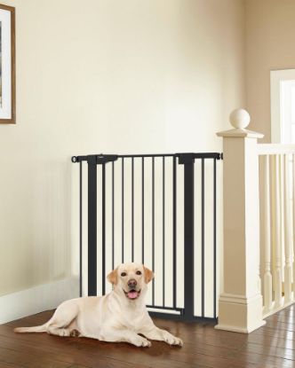 Picture of Cumbor 36" Extra Tall Baby Gate for Dogs and Kids with Wide 2-Way Door, 29.7-40.6" Width, and Auto Close Personal Safety for Babies and Pets, Fits Doorways, Stairs, and Entryways