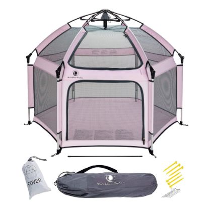 Picture of POP 'N GO PLAYPEN - Indoor & Outdoor Baby Playpen for Babies and Toddlers - Baby Beach Tent, Foldable, Portable W/Canopy, Travel Bag, & Mosquito Net - Pop Up Pack and Play Tent (Soft Pink)