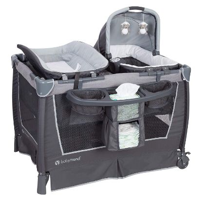 Picture of Baby Trend Nursery Center Travel Crib with Removable Rock-A-Bye Bassinet, Changing Table, Organizer, and Electronic Music Center and Nightlight, Robin