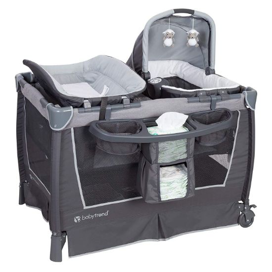 Picture of Baby Trend Nursery Center Travel Crib with Removable Rock-A-Bye Bassinet, Changing Table, Organizer, and Electronic Music Center and Nightlight, Robin