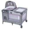 Picture of Baby Trend Nursery Den Playard with with Rocking Cradle, Snooze Pod, Flip Over Changer, Daisy Pink