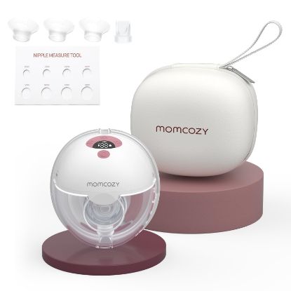 Picture of Momcozy Breast Pump Hands Free M5, Wearable Breast Pump of Baby Mouth Double-Sealed Flange with 3 Modes & 9 Levels, Electric Breast Pump Portable - 24mm, 1 Pack Cozy Red