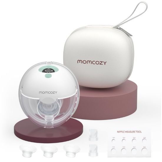 Picture of Momcozy Breast Pump Hands Free M5, Wearable Breast Pump of Baby Mouth Double-Sealed Flange with 3 Modes & 9 Levels, Electric Breast Pump Portable - 24mm, 1 Pack Mint