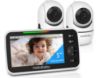 Picture of HelloBaby Upgrade 5’’ Baby Monitor with 26-Hour Battery, 2 Cameras Pan-Tilt-Zoom, 1000ft Range Video Audio Baby Monitor No WiFi, VOX, Night Vision, 2-Way Talk, 8 Lullabies and Temperature