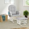 Picture of Storkcraft Premium Hoop Glider and Ottoman (White Base, Gray Chevron Cushion) - Padded Cushions with Storage Pocket, Smooth Rocking Motion, Easy to Assemble, Solid Hardwood Base